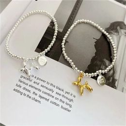 925 Seal Bracelets Beaded String Accessories Creative Fashion Cute Dog Pendant Party Jewelry Couples Gifts GC1408