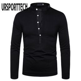 URSPORTTECH Solid Color T Shirt Men Long Sleeve Casual T shirt Tops Clothing Spring Autumn Streetwear Fashion T shirts 220714