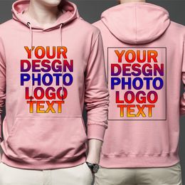 Customized with own Design hoodies Men Personalized Brand Image Text Print unisex Front Back Embroidery women 220722