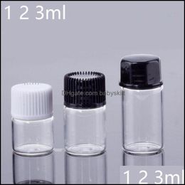 essentials hat UK - 1Ml (1 4 Dram) Glass Essential Oil Bottle Transparent Per Sample Tubes With Plug And Caps F3380 Drop Delivery 2021 Other Health Beauty Ite