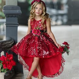 Baby Girls Flower Princess Ball Gown Party Tutu Trailing Dress For Brithday Wedding Kids Christmas Dresses Children Clothing 220707
