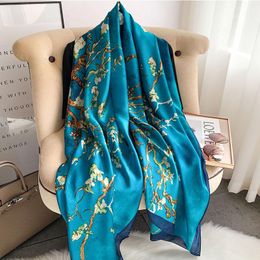 180x90cm Luxury Brand Fashion Summer Women Soft Silk Scarves Female Shawl Foulard Ladies Muffler Beach Wrap Bandanna Pareo