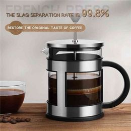 French coffee pot tea separation filter tea maker manual milk froth pot stainless steel kitchen household hand brewing coffee ma 210408