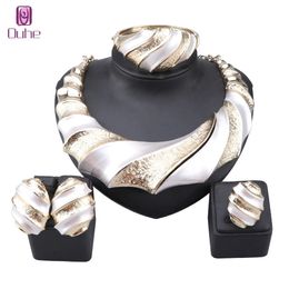 Women Luxury Dubai Gold Colourful Wedding Necklace Earring Ring Bangle Accessories Decoration Jewellery Set