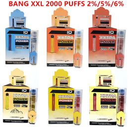 Original BANG XXL 2% 5% 6% Disposable Vapes Cigarettes Pen Device 800mAh Batterys 6ml Pods pre-filled Vapors 2000 Puffs xxtra vaoe kit