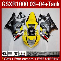 OEM Fairings & Tank For SUZUKI GSXR-1000 K 3 GSX R1000 GSXR 1000 CC 03-04 Body 147No.2 1000CC GSXR1000 K3 03 04 GSX-R1000 2003 2004 Injection Mould Fairing kit yellow grey blk