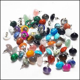 Arts And Crafts Arts Gifts Home Garden Trendy 10Mm 12Mm Natural Stone Mix Round Beads Stud Earrings For Women Fashion Cute Dhw78