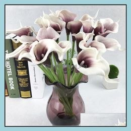 Decorative Flowers Wreaths Festive Party Supplies Home Garden Artificial Calla Lily Flower Hand Bouquet Flores Simation Real Touch Wedding