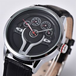 Creative Natrual style Classic precision Fashion Men's Quartz watch 3D Racing tire Free Stainless Strap Clock Casual Sports 220407