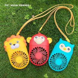 small fans Canada - Electric Fans Children USB Pocket Small Fan Hand Hanging Rope Neck Portable Rechargeable Student Gift Mini FanElectric