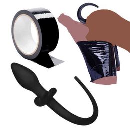 NXY Anal sex toys Pig tail anal plug Tape sex toy Butt product for woman Restraints Handcuff Bondage Slave cosplay submisson puppy piggy girl game 1123