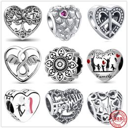 925 Sterling Silver Dangle Charm Love of Family Angel Pendant Beads Bead Fit Pandora Charms Bracelet DIY Jewellery Accessories