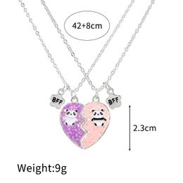 Pendant Necklaces 2PCS/Set Panda Heart Broken Necklace BFF Couple Jewellery For Kids Girls Fashion Friendship Friends GiftsPendant