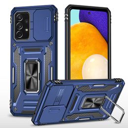 Shockproof Lens Protective Slider Door Mobile Phone cases Ring Holder Kickstand Combo For Samsung S22 ULTRA S21 PLUS S21FE A02 A22 A72 A52 A11 Cover
