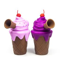 Ice Cream Shape Silicone Material Smoking Accessories Pipes Oil Burner Hand Pipe Mini Oil Dab Rigs SP297