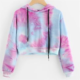 Sexy Cropped Hoodie Ombre Pullover Harajuku Fashion Short Hoodies Drawstring Women Korean Street Style Clothing Hoodie Cute T200525