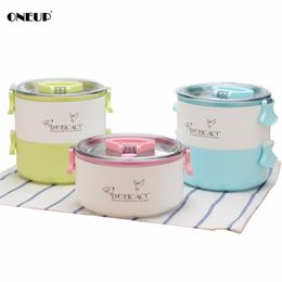 ONEUP Lunch Box Stainless Steel Multifunction 1-3 Layers Insulated Thermos Food Storage Container Portable Picnic Bento Box 201015