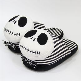 Women Slippers Flip Flop Slippers Plush Cotton Shoes Doll Christmas Present Skull Halloween Indoor Cartoon Slippers Y201026