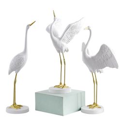 Nordic Simulation Resin Red Crowned Crane Craft Modern Decorative Objects Figurines Living Room Ornaments Wedding Decoration Props Home Decor