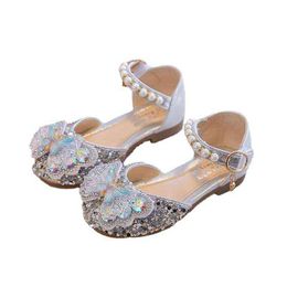 Spring/Summer Pearl Rhinestone Girls Korean Princess Shoes Performance Shoes Soft Sole Non-Slip Children's Sandals Girls Shoes G220418