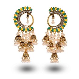 Dangle & Chandelier Jewellery Women Gold Silver Colour Half Moon Gypsy Vintage Boho Tribe Tassel Drop Earrings Jhumka EarringsDangle DangleDang