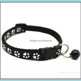 Cat 12Styles Dog Puppy Collar Breakaway Adjustable Cats Collars With Bell Bling Paw Charms Pet Decoration Drop Delivery 2021 Leashes Suppl