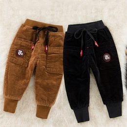 INS baby boys pants baby girls pants all season 1-7 years kids pants velvet trousers warm Corduroy thick stitching clothing LJ201127