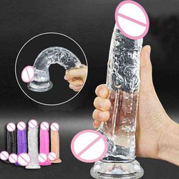 Nxy Dildos Dongs Tpe Penis Realistico Anal Huge Dildo Phallus Suction Cup s Adult Erotic Transparent Penis Sex Toys for Women 220511