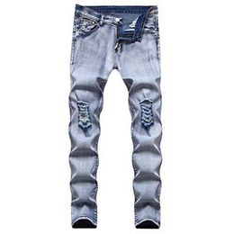 Herrenjeans AUSVERKAUF Mann männlich zerrissen drapiert Biker Knie plissiert Knöchel Reißverschluss Marke Slim Fit Cut Destroyed Skinny Jean