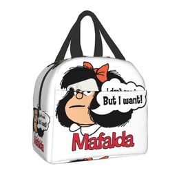 Custom Cartoon Manga Mafalda Bag Thermal Cooler Insulated Lunch Box for Women Kids School Work Office Food Picnic Bags 220711