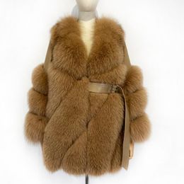 Women's Fur & Faux Ladies Natural Coat Medium Length Women's Real Jacket Long Sheep Leather Splicated With FluffyWomen's Women'sWomen's