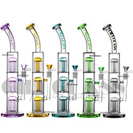 15.5" tall heady oil rigs double thick glass bongs Triple 8 arm tree perc honeycomb bong dab rig wax glass pipes water pipe smoking hookah