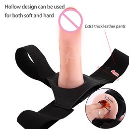Wholesale Adjustable Realistic dildo female hollow strap on dildos portable dildos with penis extension sleeve sex toy for adults and couples