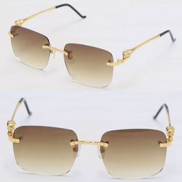 Designer Metal Rimless Sunglasses Man 0280 Sun glasses Woman Stainless 18K Gold Male and Female Large Square Adumbral Frame Size54-20-140MM