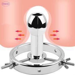 Stainless Steel Anal Plug Fist Strap On Speculum Mirror Adjustable Dilator Vaginal Anus Clamp sexy Toy For Men Women Big Butt