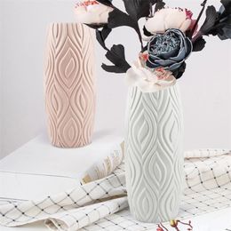 Imitation Ceramic Vase Home Decor Shatterproof Flower Pot Nordic Home Decoration Plastic Flower Vase Decorative Vases Modern 210409