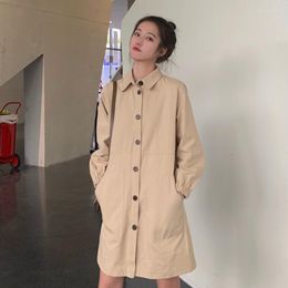 Casual Dresses Simple Korean Style Vestidos Spring Autumn Fashion Brand Women Clothing Long Sleeve Turn-down Collar Loose Knee Dress