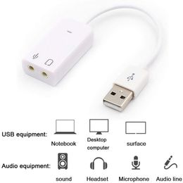 Externt bärbar datorljudkort USB 2.0 virtuell 7.1-kanals ljudadapter med tråd för PC MAC med väska