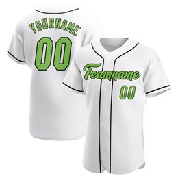 Custom White Neon Green-Black Authentic Baseball Jersey