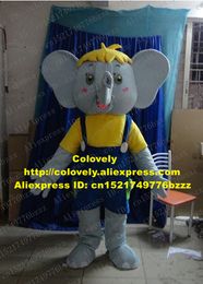 Mascot doll costume Lovely Grey Elephant Mascot Costume Mascotte Elephish Elephould Like Adult Size With Yellow Hairs Large Ears No.3620 Fre