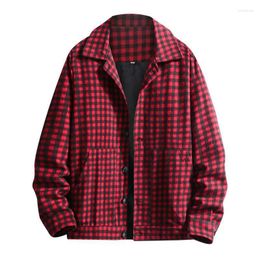 Men's Trench Coats Fashion Jackets Autumn And Winter Thick Outerwear Plaid Lapel Pocket Loose Coat Jacket Male Woollen Top Blouse Viol22