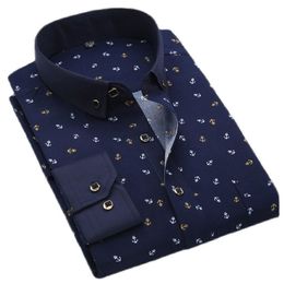 Men Shirt Long Sleeve Floral Printed Plaid Fashion Pocket Casual s 100% Polyester Soft Comfortable Dress 220324