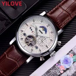 Top Model Automatic Mechanics Watch Men 43mm Genuine Leather Strap Clock 5TM Waterproof Stainless Steel Case Diamonds Luxury Gifts Business Wristwatch