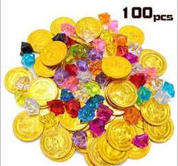 Pirate Gold Coins Gems Halloween Holiday Party Decoration Treasure Goody Jewelery Playset Plastic Game Favors
