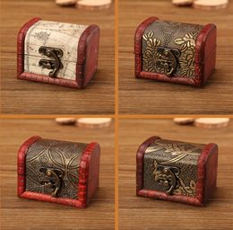 Vintage Jewellery Box Organiser Storage Case Mini Wood Flower Pattern Metal Container Handmade Wooden Small Boxes Gift StorageBox