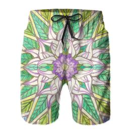Men's Shorts Mandala Style Men's Beach Pants Gay Swimsuit Polyester Surfer FLOWER PRINT Loose Board PantsMen's