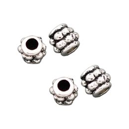 Alloy Dots Curved Tube Beads Spacers 4x3.8mm Antique Silver Loose Bead Jewelry Findings L674 250pcs/lot