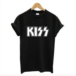 Kiss End Of Womens T-shirt The Road Tour Women Rock Band Loose Letter Casual Black Streetwear Tops Female