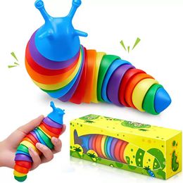 Fidget Toys Slug Articulated Flexible 3D Slugs Relief Anxiety Sensory Children Aldult Gift