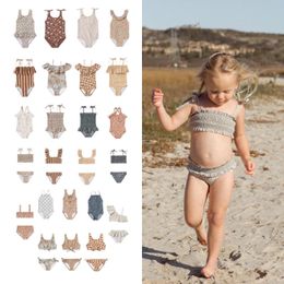 Clothing Sets Toddler Girls Swimming Suits 2022 Summer RC Brand Baby Hawaii Clothes Kids Flower Swimwear Children Swimsuits Cute BikiniCloth